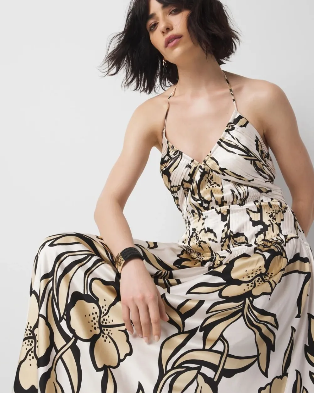 Petite Satin Halter Maxi Dress*White House Black Market Hot
