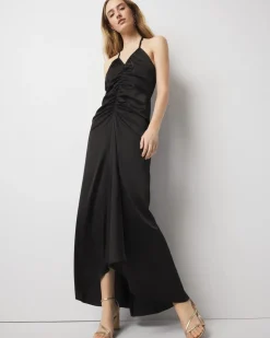 Petite Satin Halter Maxi Dress*White House Black Market Hot