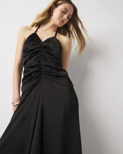 Petite Satin Halter Maxi Dress*White House Black Market Hot