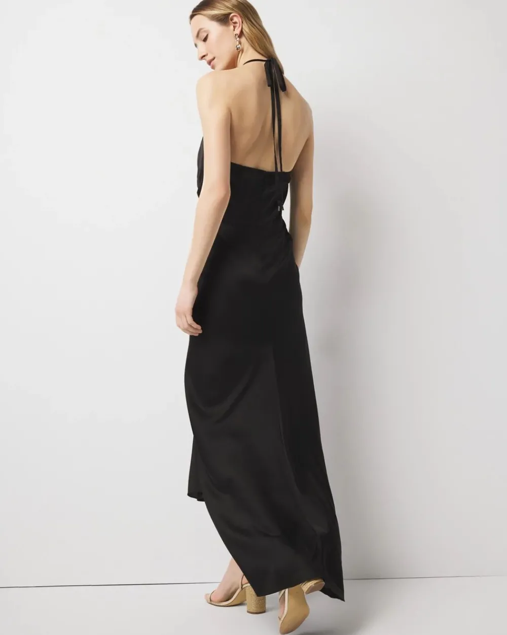 Petite Satin Halter Maxi Dress*White House Black Market Hot