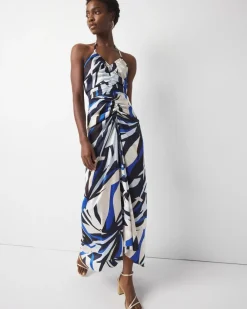 Petite Satin Halter Maxi Dress*White House Black Market Clearance