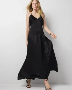 Petite Satin Halter Maxi Dress*White House Black Market New