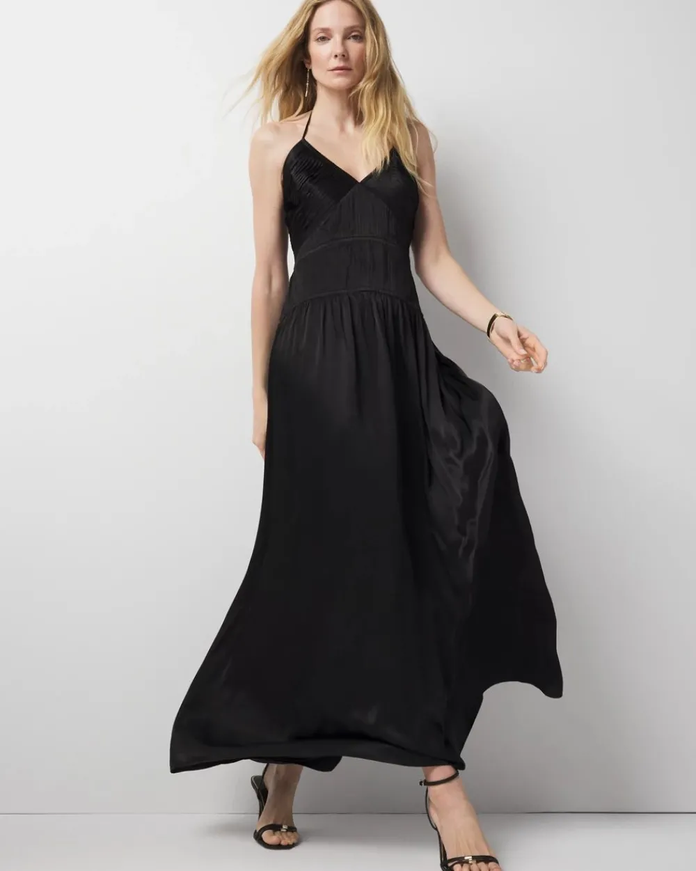 Petite Satin Halter Maxi Dress*White House Black Market New
