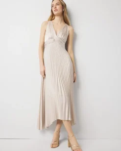 Petite Satin Pleated Midi Dress*White House Black Market Clearance