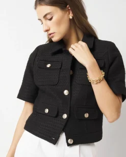Petite Short-Sleeve Tweed Jacket*White House Black Market Clearance