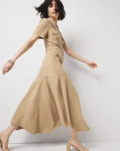 Petite Short-Sleeve Utility Shirt Dress*White House Black Market Discount