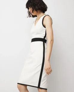 Petite Sleeveless V-Neck Colorblock Sheath Dress*White House Black Market Sale