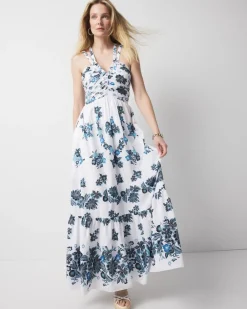 Petite Strappy Floral Halter Maxi Dress*White House Black Market Hot
