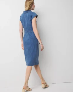 Petite Striped Denim Sheath Dress*White House Black Market Outlet