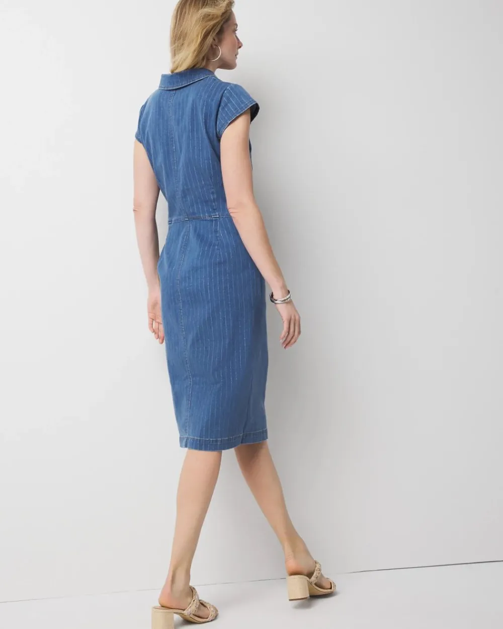 Petite Striped Denim Sheath Dress*White House Black Market Outlet