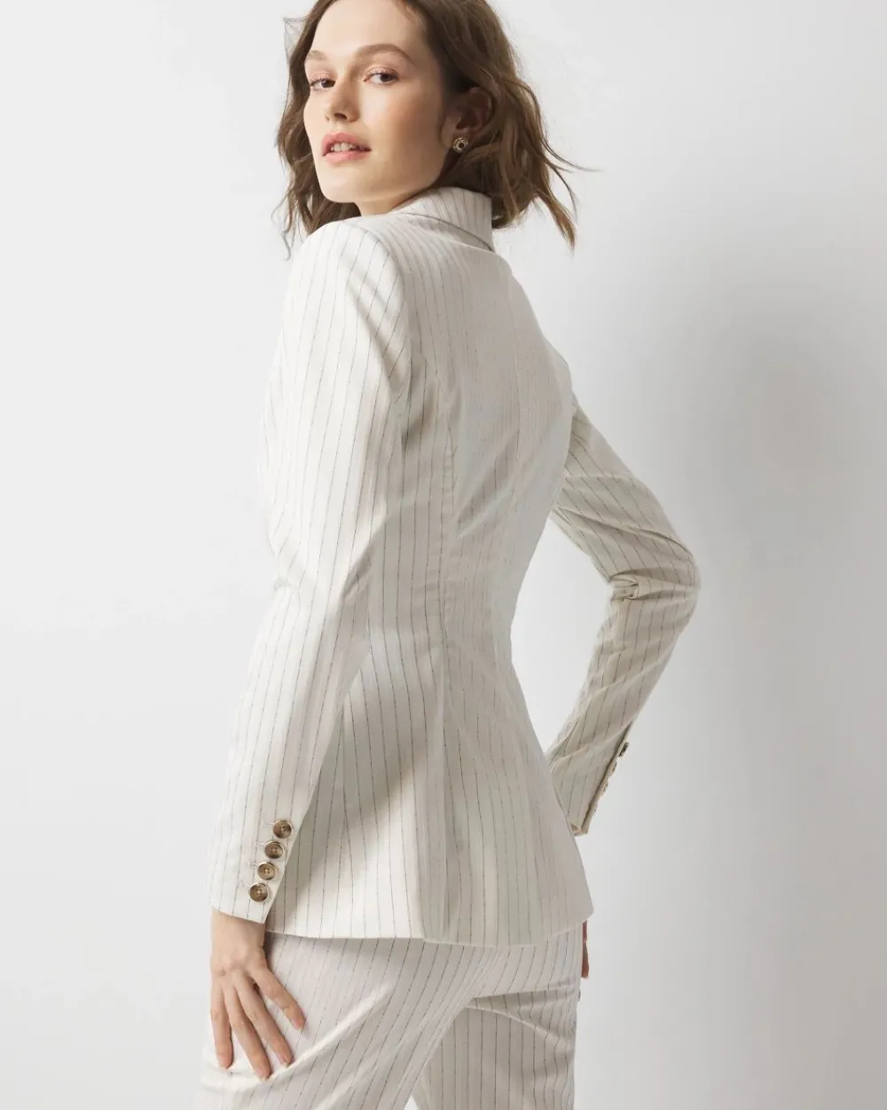 Petite WHBM® One-Button Blazer in Pinstripe*White House Black Market Online