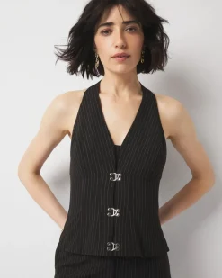 Pinstriped Hook & Eye Halter Top*White House Black Market New