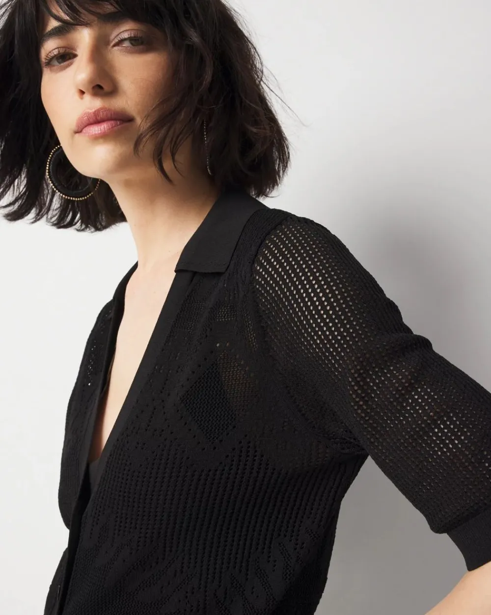 Pointelle Cardigan Sweater*White House Black Market Fashion