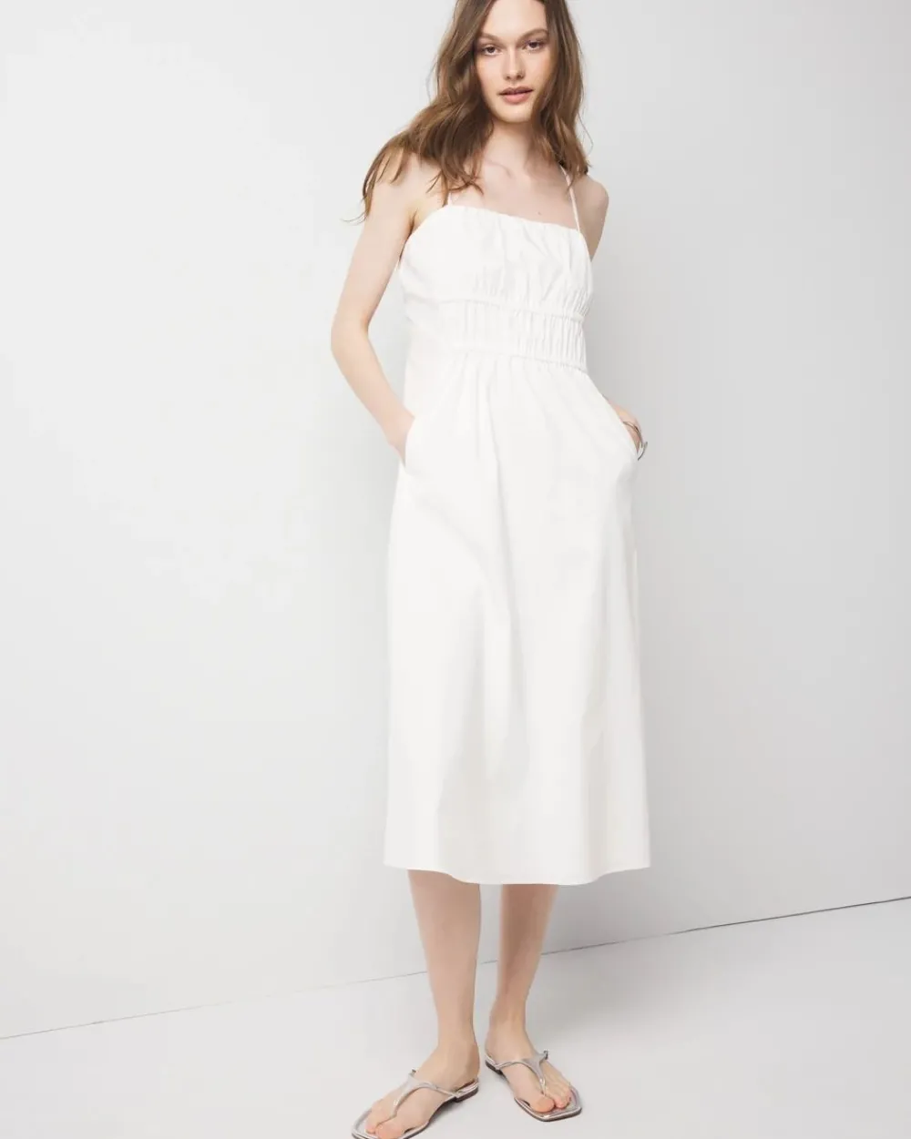 Poplin Tie Back Midi Dress*White House Black Market Fashion