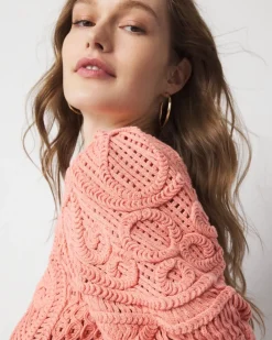 Puff Sleeve Crochet Sweater*White House Black Market Hot