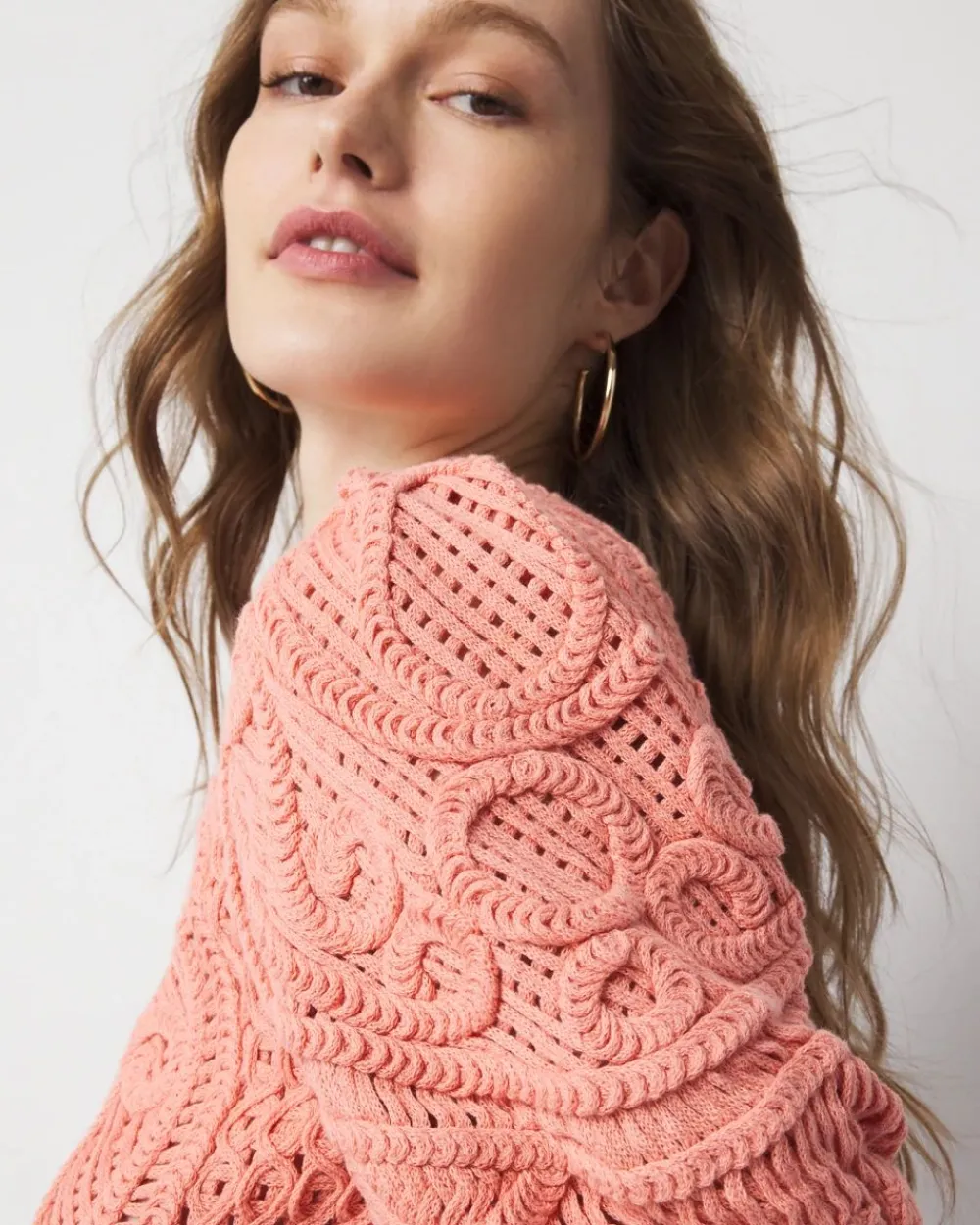 Puff Sleeve Crochet Sweater*White House Black Market Hot