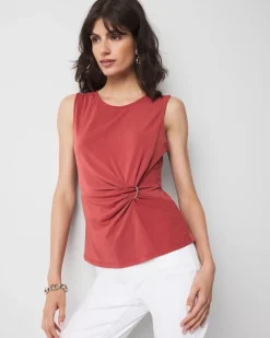 Ring Detail Ruched Tank*White House Black Market Fashion