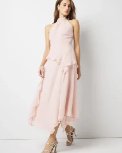 Ruffle Halter Midi Dress*White House Black Market New
