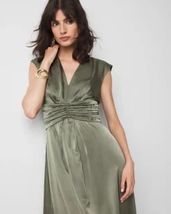Satin Flutter Sleeve Midi Dress*White House Black Market Hot