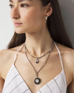 Silver Onyx Charm Necklace*White House Black Market Online