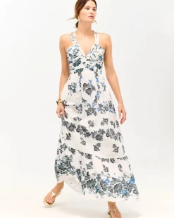 Strappy Floral Halter Maxi Dress*White House Black Market Clearance