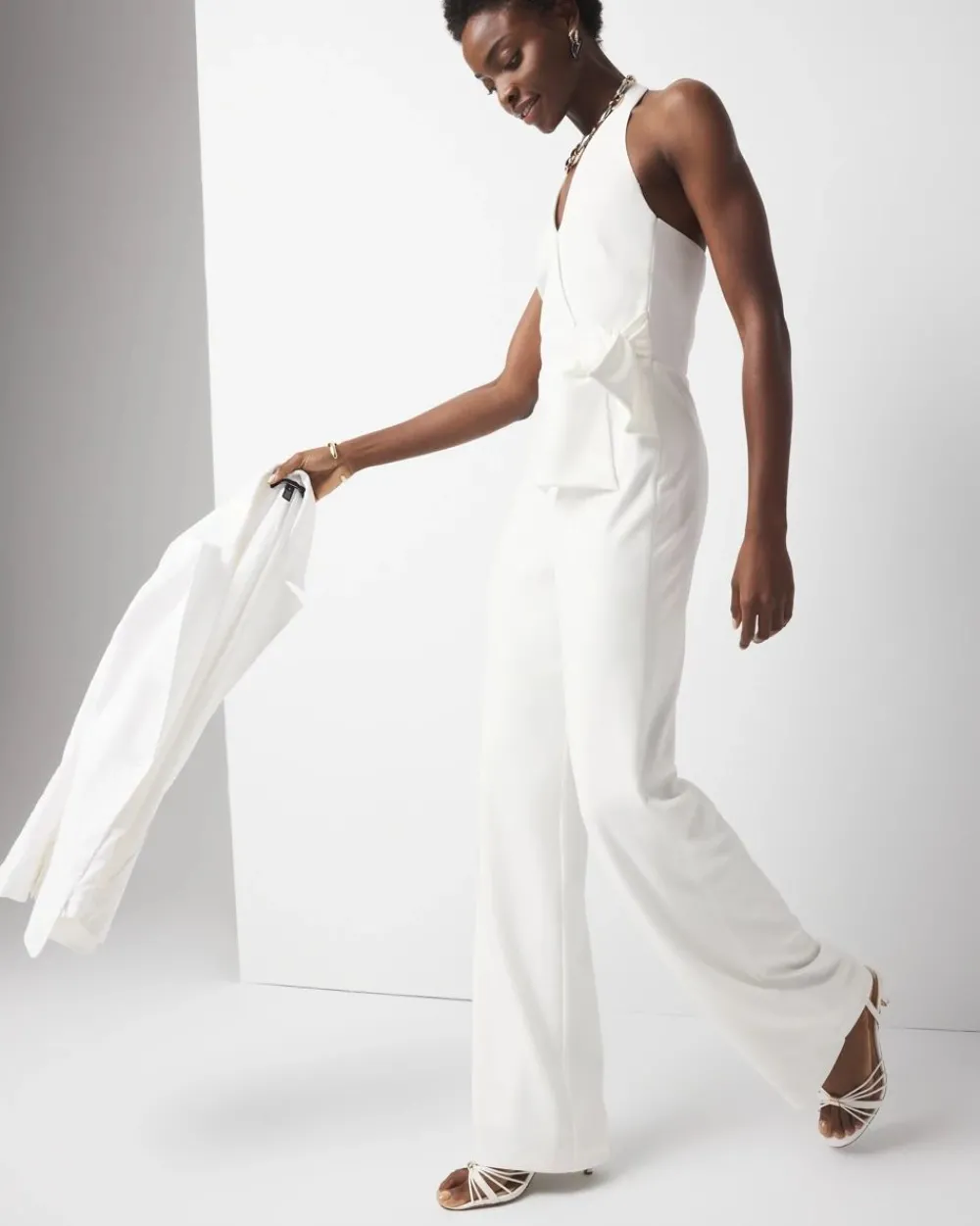 Tie Waist Halter Jumpsuit*White House Black Market Best