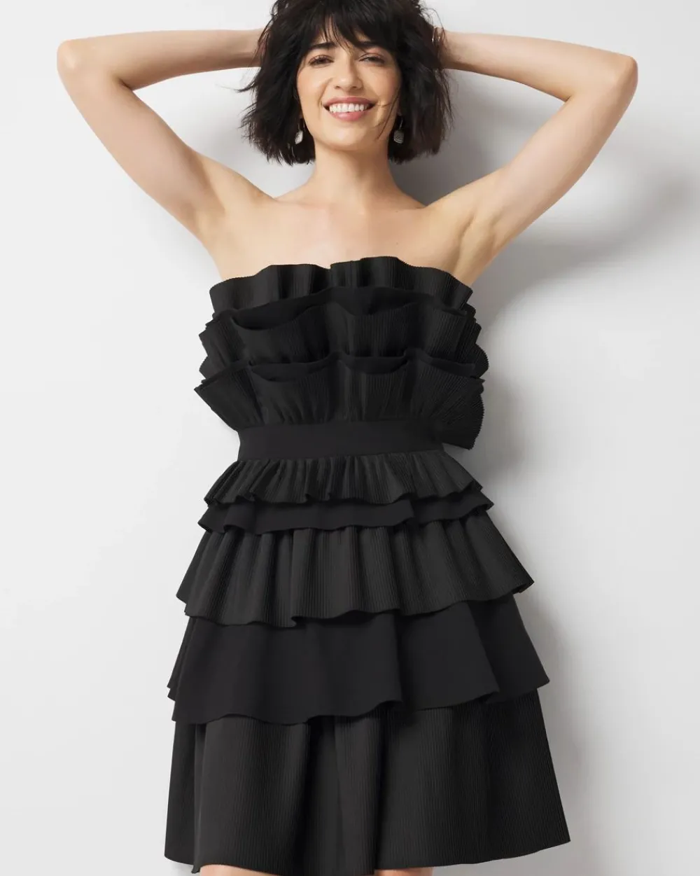 Tiered Ruffle Bustier Dress*White House Black Market Sale