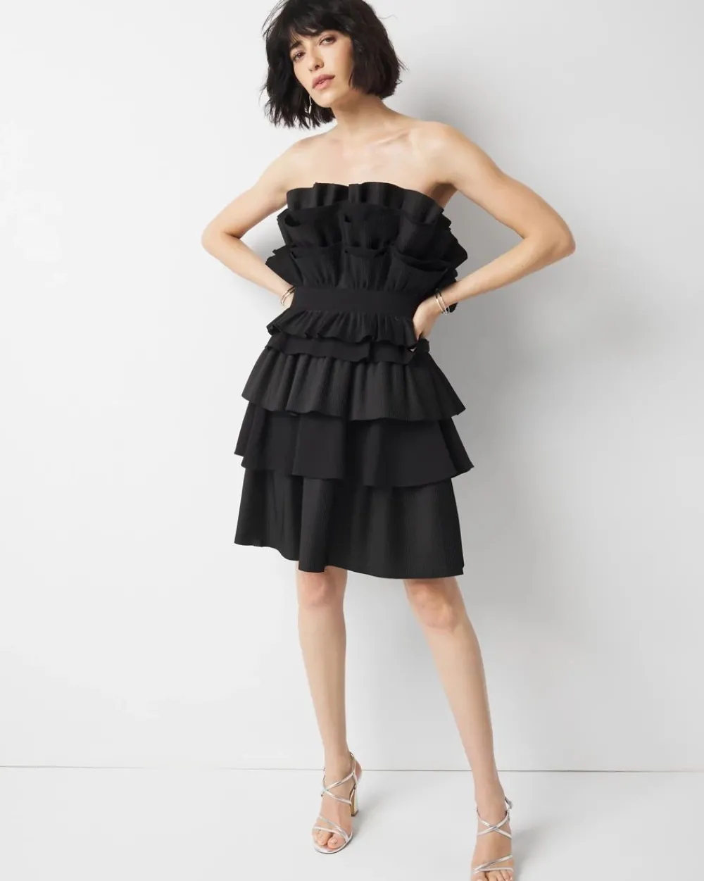 Tiered Ruffle Bustier Dress*White House Black Market Sale