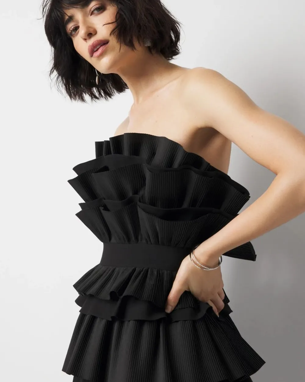 Tiered Ruffle Bustier Dress*White House Black Market Sale