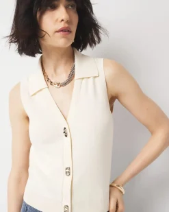Toggle Button Sweater Vest*White House Black Market Fashion