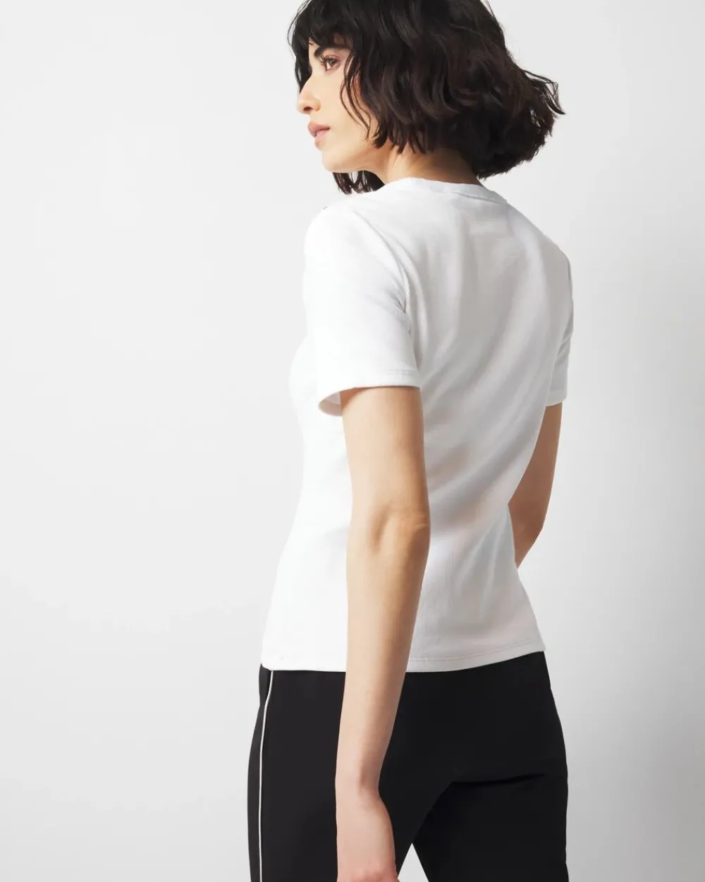 WHBM FORME™ Ribbed Stretch Button Shoulder Tee*White House Black Market New