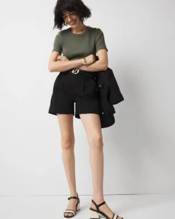 WHBM FORME™ Ribbed Stretch Button Shoulder Tee*White House Black Market Sale
