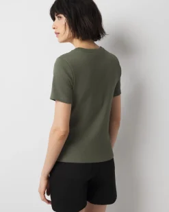 WHBM FORME™ Ribbed Stretch Button Shoulder Tee*White House Black Market Sale