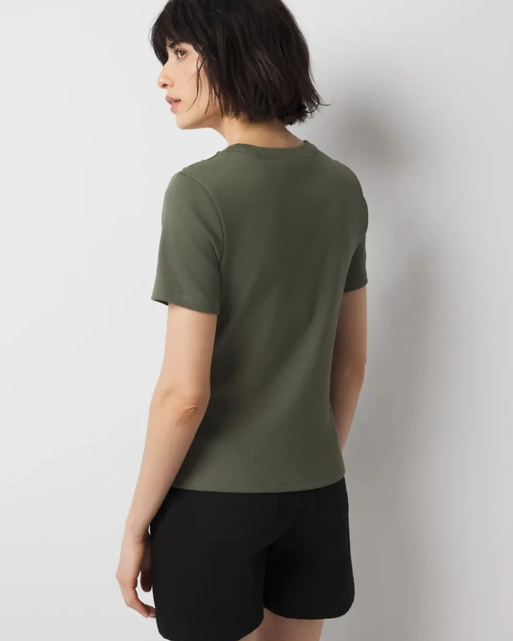 WHBM FORME™ Ribbed Stretch Button Shoulder Tee*White House Black Market Sale