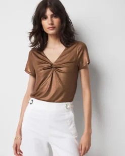 WHBM FORME™ All Ways Stretch Metallic Twist Front Tee*White House Black Market Outlet