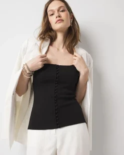 WHBM FORME™ Ribbed Stretch Button Tee*White House Black Market Best