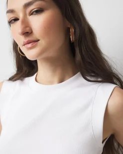 WHBM FORME™ Ribbed Stretch Ruched Side Tank*White House Black Market Clearance