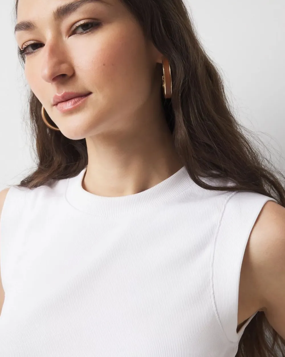WHBM FORME™ Ribbed Stretch Ruched Side Tank*White House Black Market Clearance