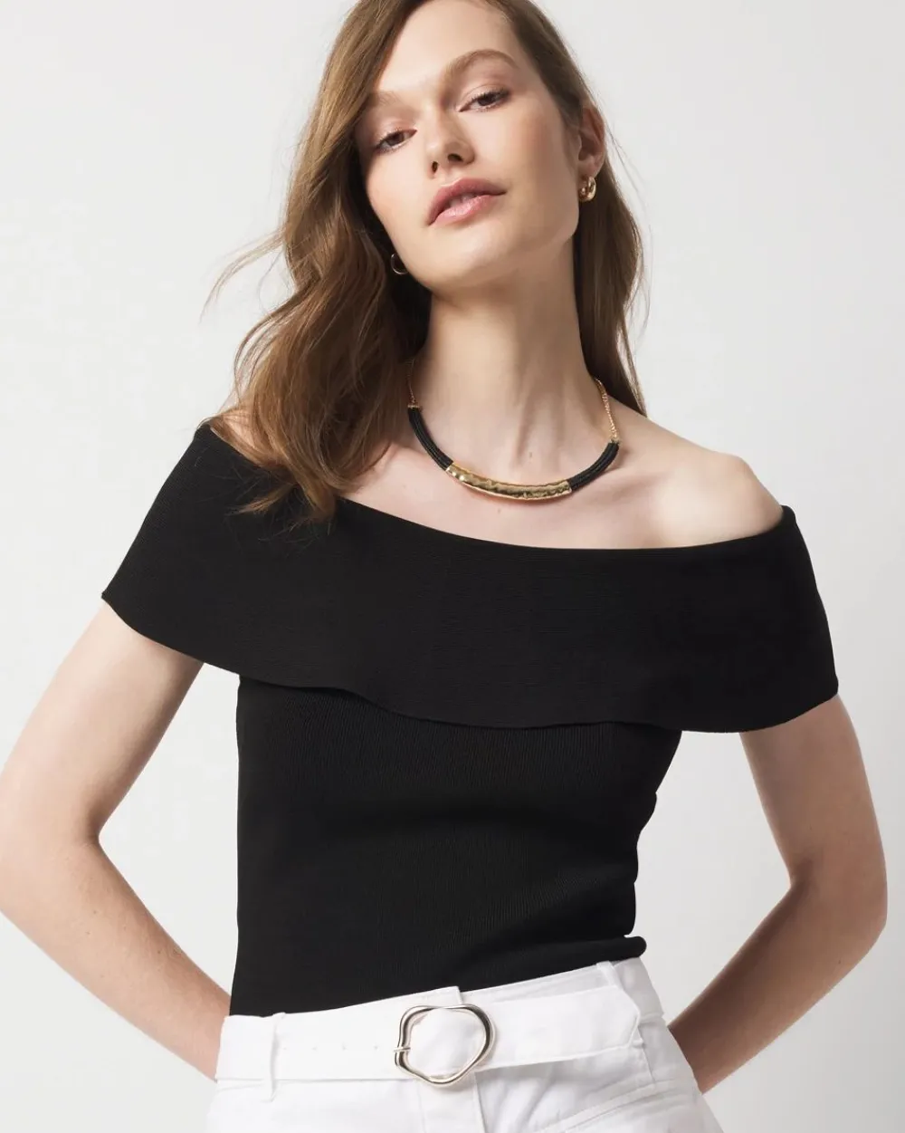 WHBM FORME™ Sculpt Stretch Off-the-Shoulder Sweater*White House Black Market New