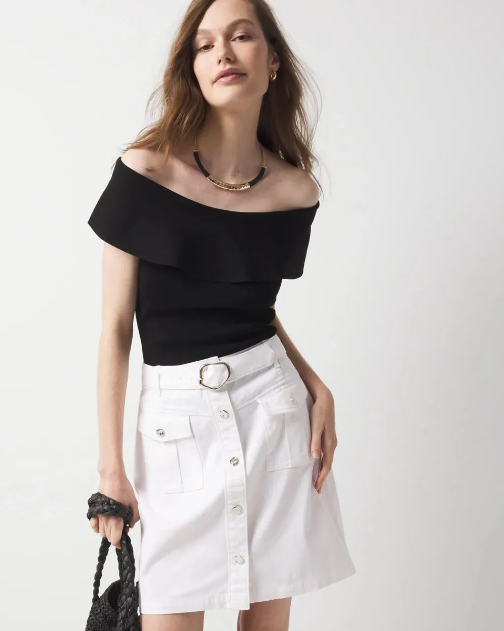 WHBM FORME™ Sculpt Stretch Off-the-Shoulder Sweater*White House Black Market New